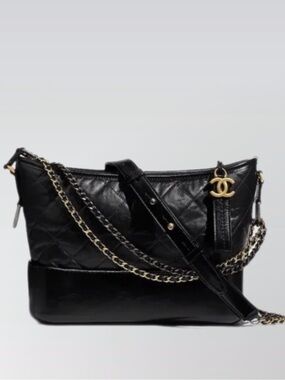 CHANEL Black Leather Gabrielle Hobo Shoulder & Crossbody Bag